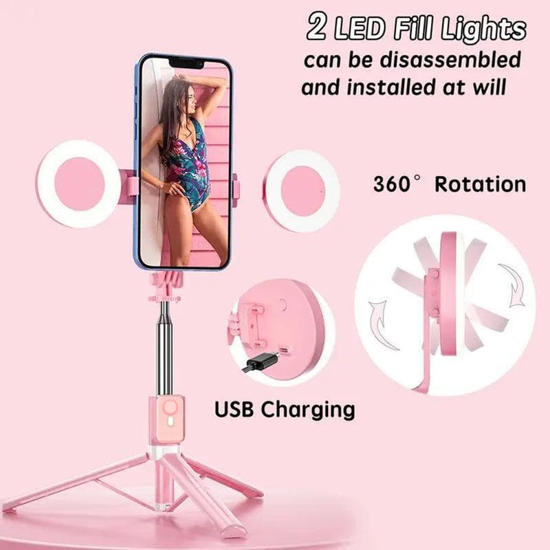 Selfie Stick Tripod with Light and Bluetooth Remote