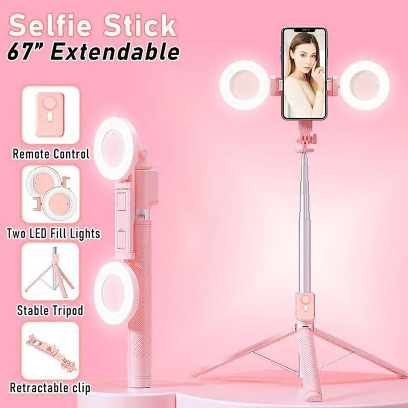 Selfie Stick Tripod with Light and Bluetooth Remote