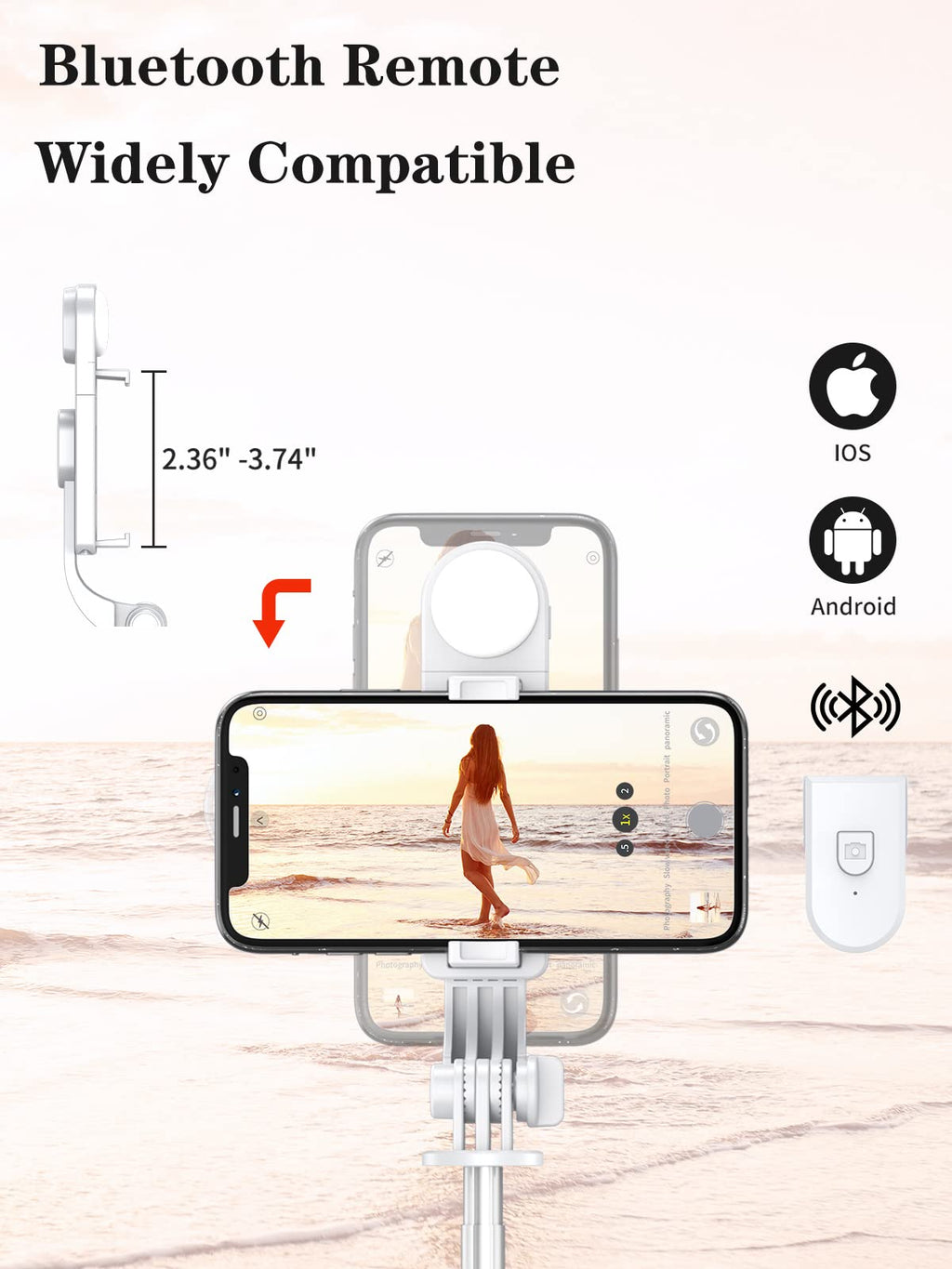 Selfie Stick Tripod with Wireless Remote 46''