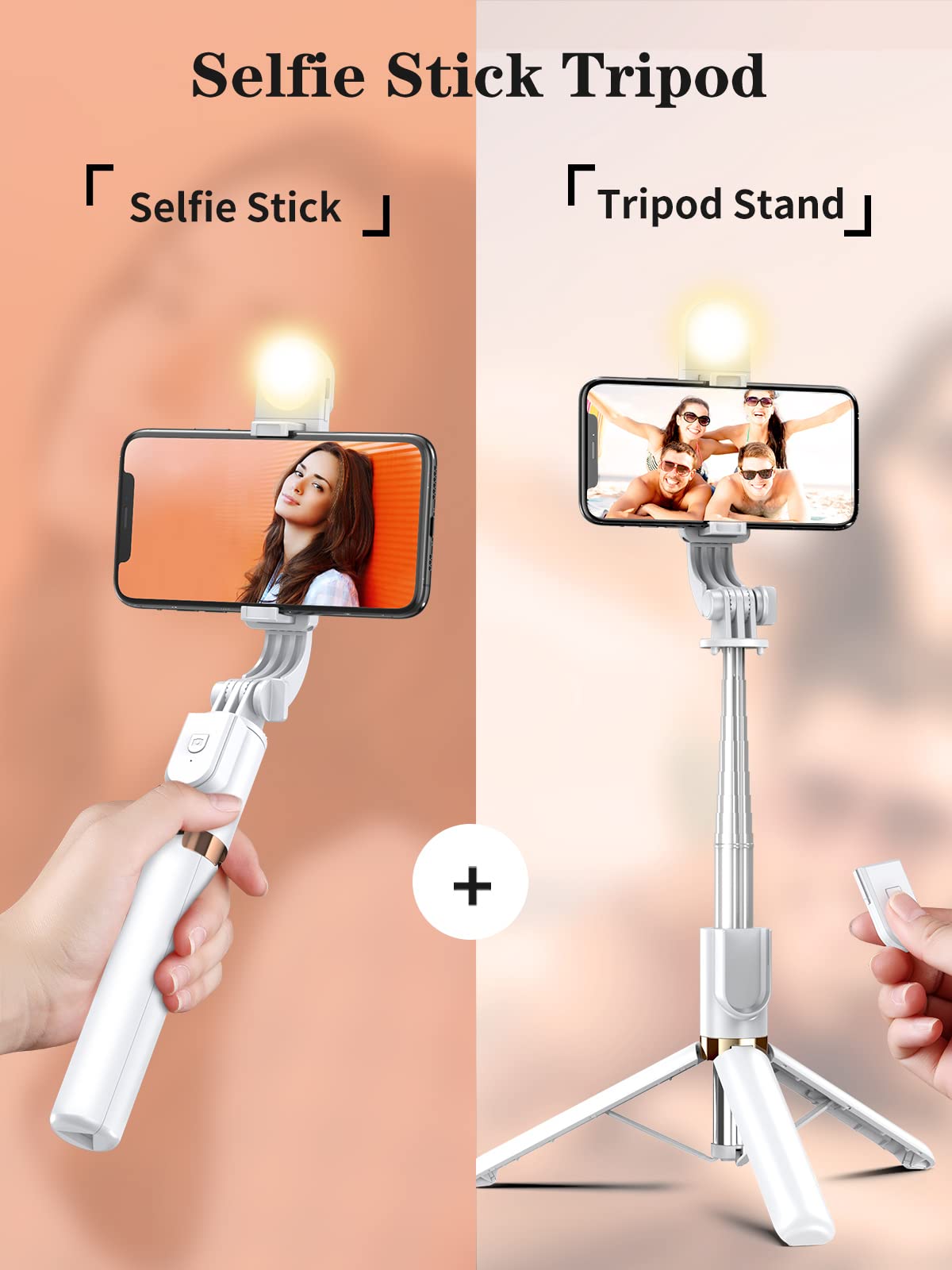 Selfie Stick Tripod with Wireless Remote 46''