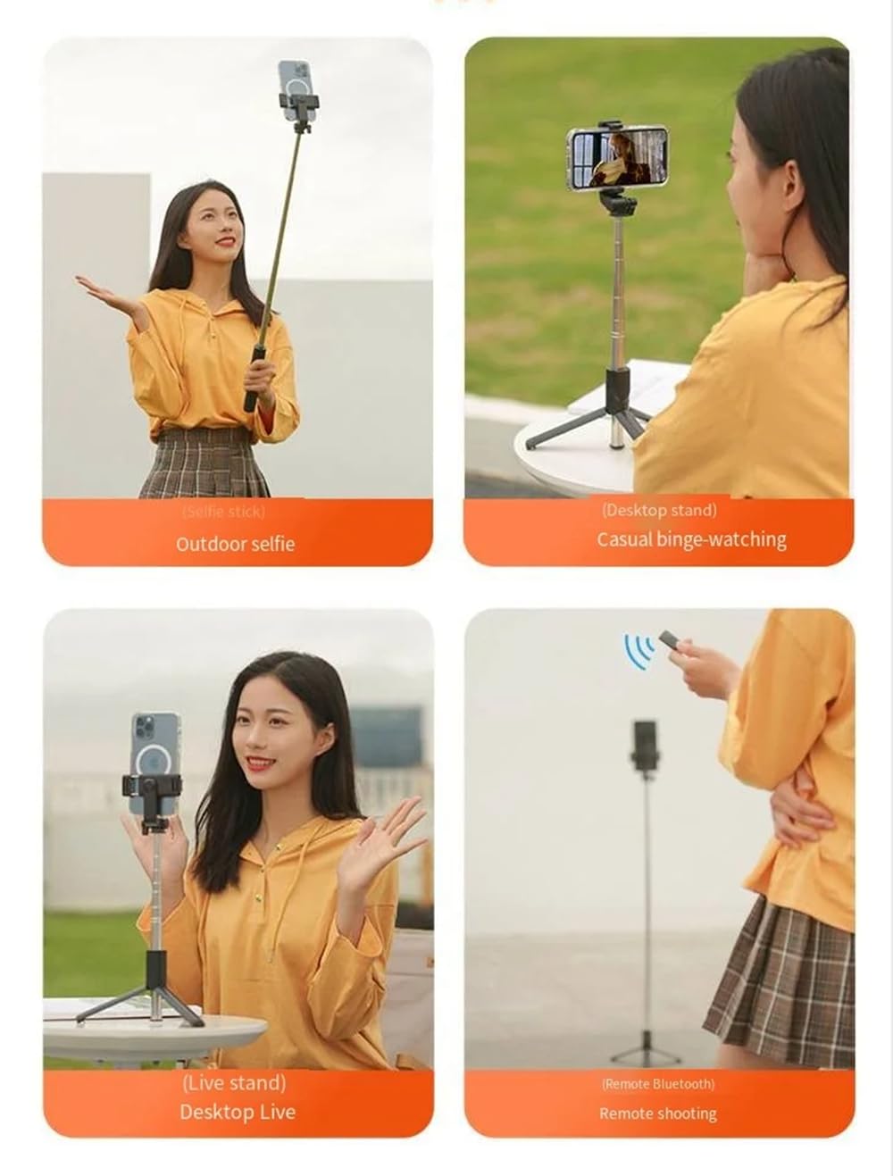 Selfie Stick Tripod,3 in 1 Extendable 360° Rotation Tripod Stand