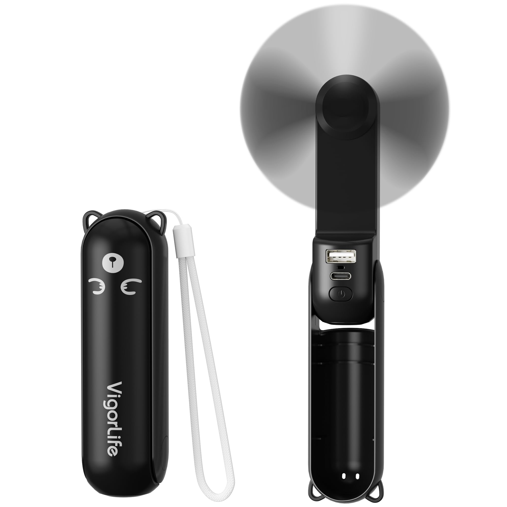 VigorLife Mini Handheld Fan,USB Rechargeable 3 IN 1