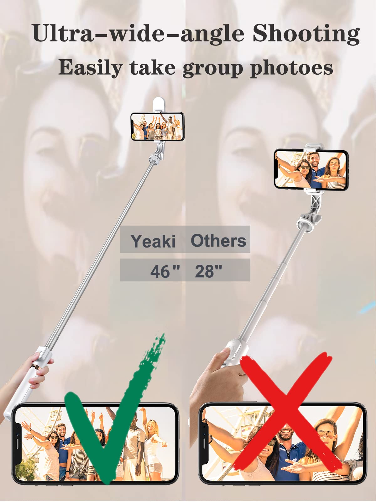 Selfie Stick Tripod with Wireless Remote 46''
