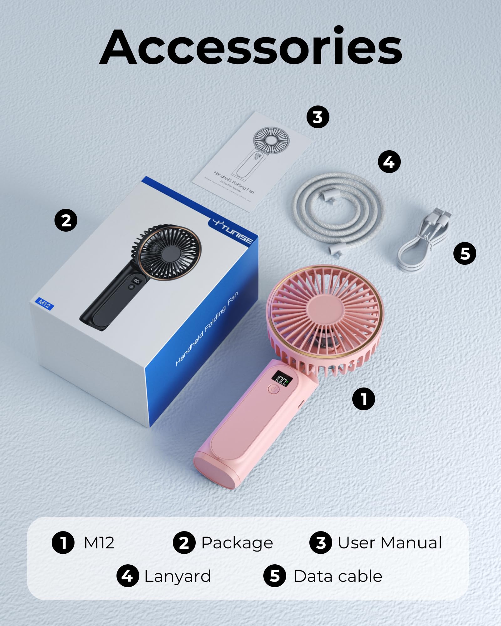 TUNISE Portable Handheld Fan, 4000mAh