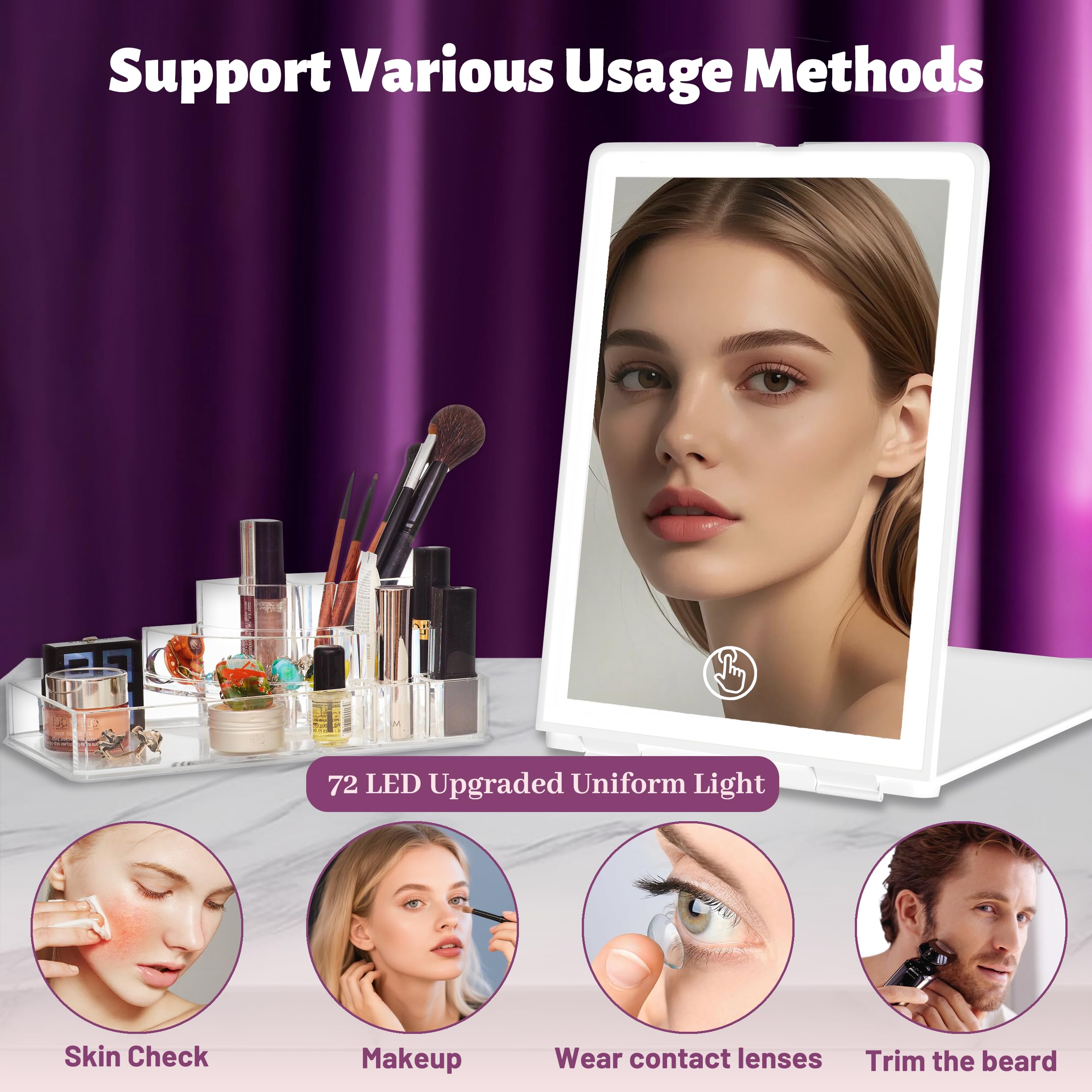 Travel Makeup Mirror with Lights