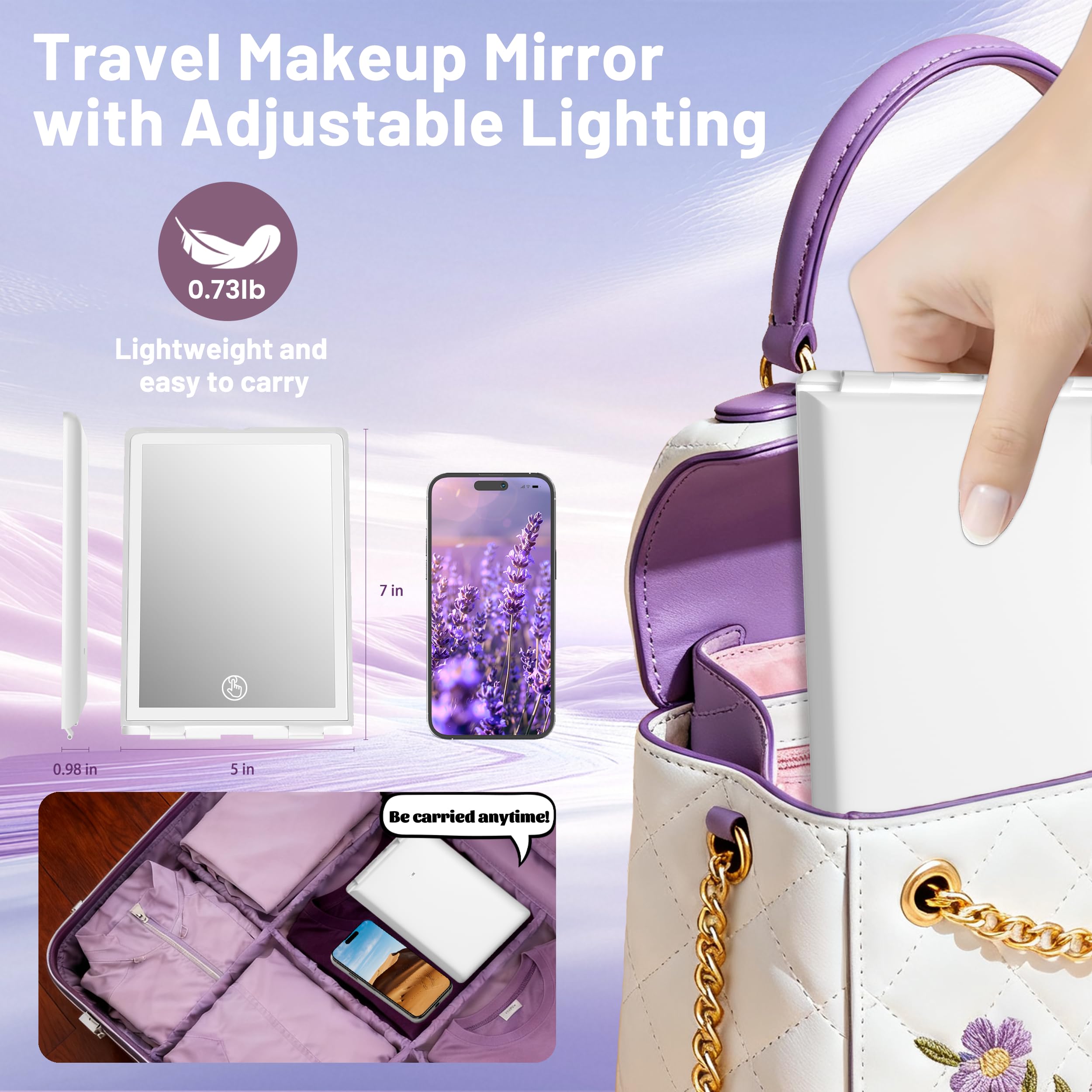 Travel Makeup Mirror with Lights